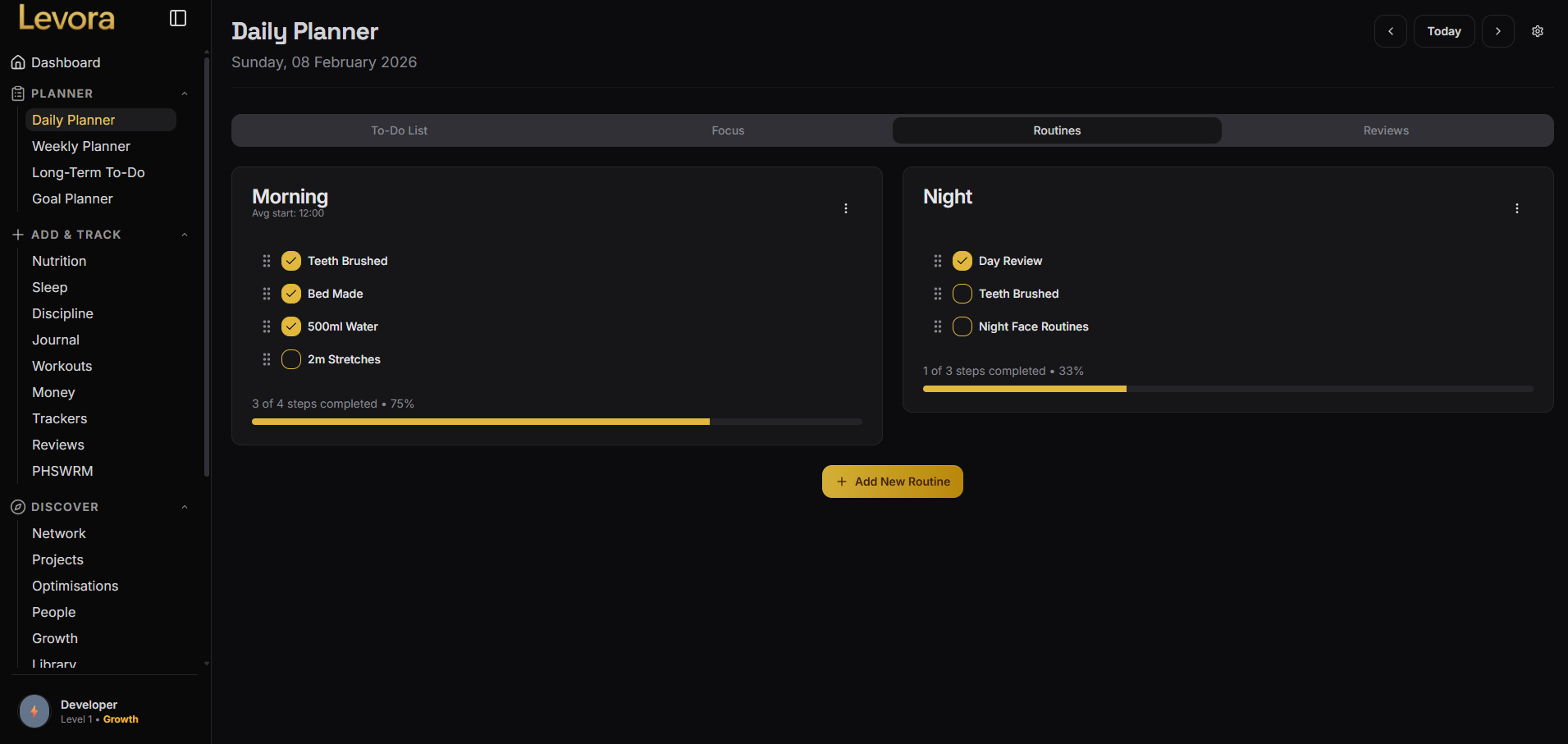 Routines feature screenshot