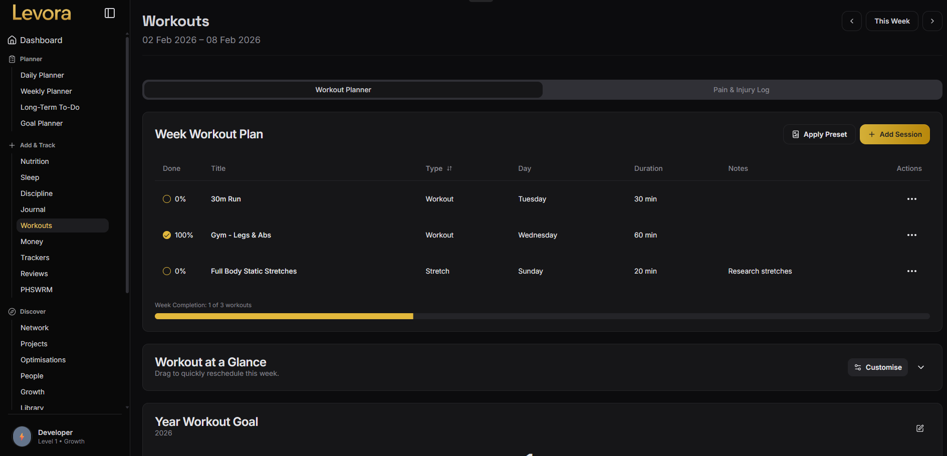 Health feature screenshot